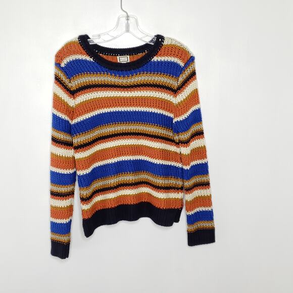 Mo : Vint Open-Knit Sweater Striped Crew Retro Striped Acrylic Women Large - Picture 7 of 10